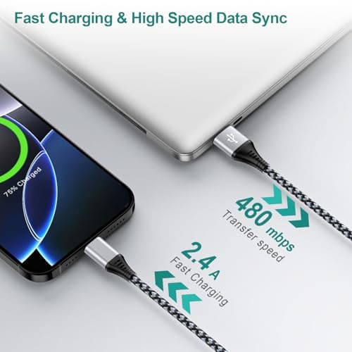 Ouorkee Short USB C Cable, 1.64ft 3Pack Type C Charger Cable Fast Charge — view 5