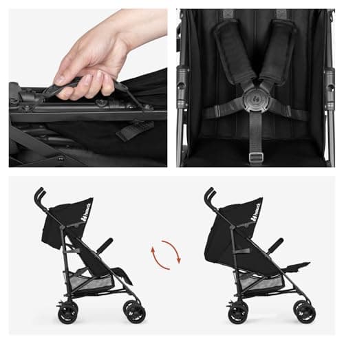 Hauck Fold N Care, Black - Lightweight Umbrella Pushchair with Raincover from 6 Months to 22 kg, Lie Flat, Compact Fold, Sun Canopy UPF 50+, EVA Wheels, Large Basket, Travel Stroller — view 5