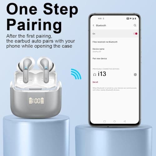 Ordtop Bluetooth 5.4 Earbuds, Stereo Wireless Headphones, 50+Hrs Deep Bass — view 6