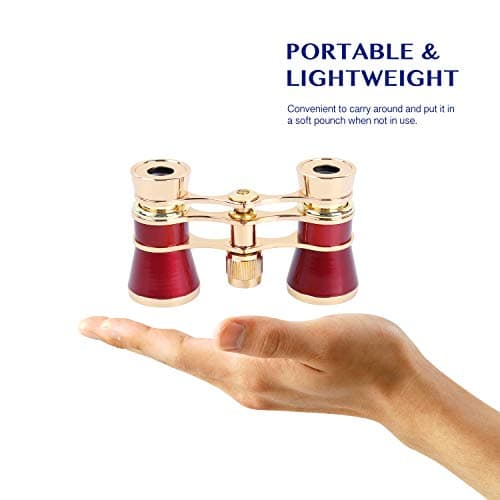 Aomekie Theatre Opera Glasses Binoculars 3X25 with Chain for Concerts Horse Racing Classical (Red) — view 4