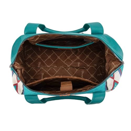 Wrangler Duffel Bag for Women Travel Weekender Bag Designer Carry On Bags, Canvas Cotton-Aztec Turquoise, 18.2" x 6.8" x 16.2" — view 6