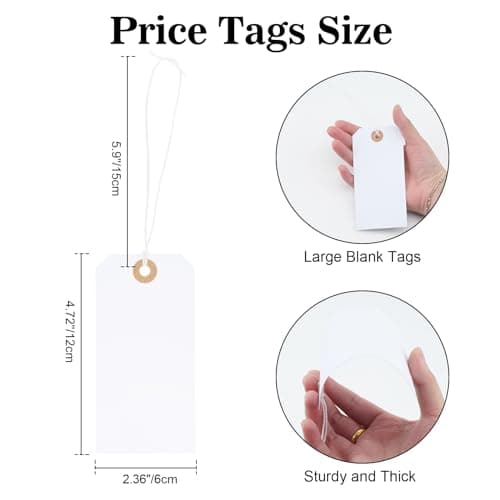 jijAcraft 120x60mm Large Tags with String: 100Pcs Pre-Attached Luggage Tags — view 3