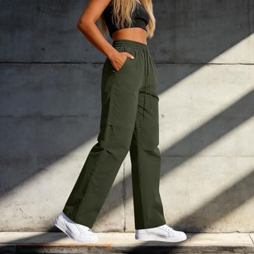 Womens Zip-Off Trousers Hiking Cargo Pants Convertible into Shorts Pockets Waterproof Sun Protection UPF 50+ Quick Dry Stretch Walking Lightweight Bottom Travel Fishing Running Camping Army Green M — view 3