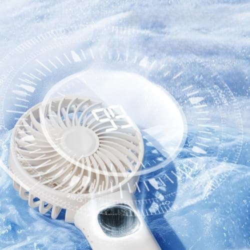Hosrivae USB Rechargeable Foldable Neck Fan With 1800MAh For Battery, 6-Speed Turbo Airflow Handheld Portable Cooler For Travel, Beige — view 3