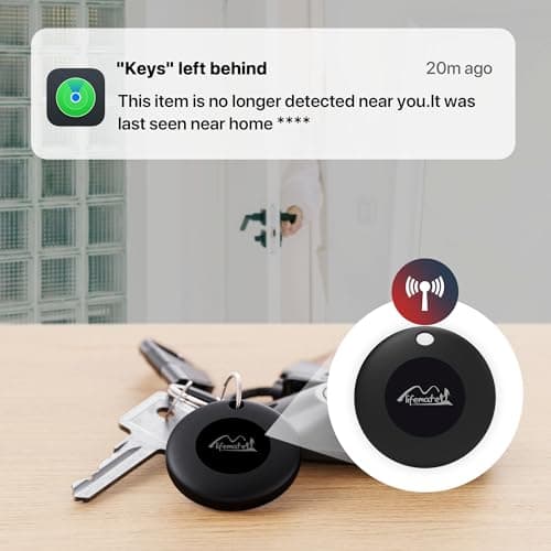 Bluetooth Tracking Tag with Leather Keychain, MFi Certified Key Finder Locator, Luggage Tracker, Works with Find My App iOS Only, Item Finder for Car Keys, Bags, Backpacks, 2-Pack — view 3