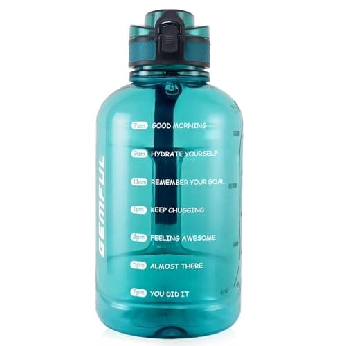 GEMFUL 2L Motivational Water Bottle Time Marker Jug for Gym