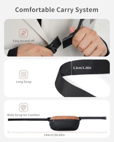 ECOHUB Men Sling Bag, RFID Blocking Crossbody Shoulder Chest Bag with 8 Pockets, Water-Resistant Waist Fanny Pack for Men, Women, Travel, Daily Use, Cycling, Hiking, Black — view 6