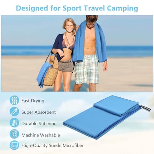 flintronic 2 Pack Microfibre Towel, 180x60CM+80x40CM Microfibre Travel Towel, Lightweight Absorbent, Ultra-lightweight & Fast Drying, for Yoga,Camping & Backpacking — view 5