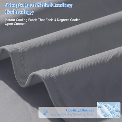 Cooling Blanket for Hot Sleepers, Double-Sided Cold Blanket with Japanese Q-Max >0.5 Arc-Chill Fibers, Lightweight & Breathable Summer Blanket for Couch, Travel, Minimalist Texture Grey,152 x 203 cm — view 4