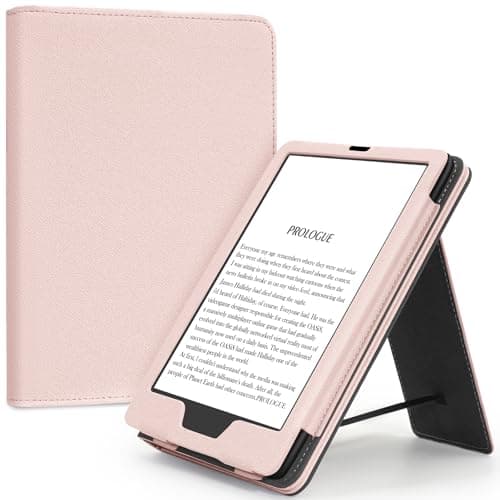 Slim Case for 7"/6.8" Kindle Paperwhite with Hand Strap(12th/11th Generation 2024/2021) and Kindle Colorsoft Signature Edition,Stand Cover and Card Slot,Premium PU Sleeve with Auto Wake/Sleep,Pink