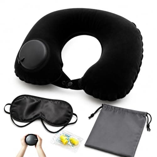 MOLICRAIN Inflatable Travel Pillow with Hand Pump, Neck Support for Flights