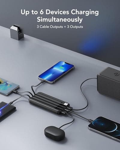 Charmast Power Bank with Built in Cables X 4, 10000mAh Portable Charger — view 3