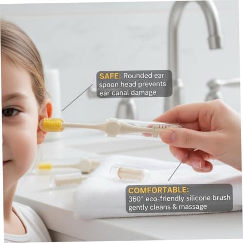 Nasal Hair Cutter for Men, 3pcs 2-in-1 Manual Nose Hair Trimmer & Ear Picker Set, Portable Nose Remover for Men & Women, Beige Nasal Cutter with Silicone Brush Daily & Travel Use — view 6