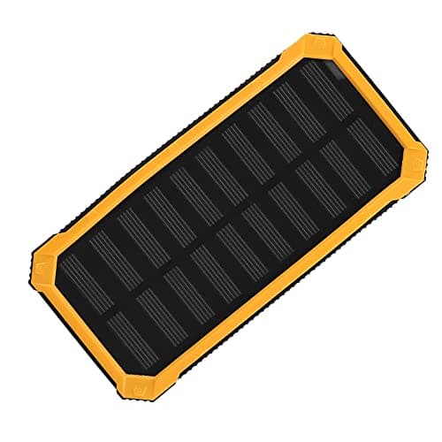 Solar Power Bank Dual USB Portable Charger, Fast Charging, Solar Panel, Tablet Mobile Phone Compatible, Travel, Emergency and Outdoor, DIY Kit (Yellow)