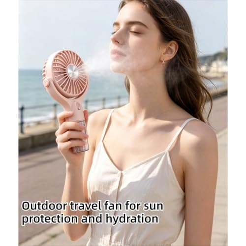 FUNCITTE Handheld Misting Fan with Detachable Base, USB Rechargeable Portable Water Spray Cooling Mini Fan, Personal Hydrating Mist Fan for Summer Outdoor Travel Beach Sunscreen Makeup (white) — view 3