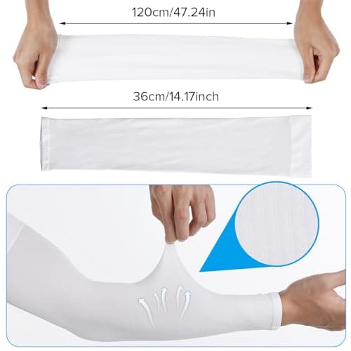 Tyqour 4 Pairs Uv Sleeves for Men Women, White Sun Protection Arm Sleeve Cooling Compression Arm Sleeves for Driving, Golfing, Fishing, Cycling, Hiking, Doing — view 3