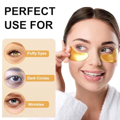 60pcs Under Eye Mask, 24K Gold Eye Mask, Collagen Hydrating Gel Pads, Reducing Dark Circles, Moisturizing, Puffiness and Eyes Bags, Anti-Wrinkle, Hydrating — view 5