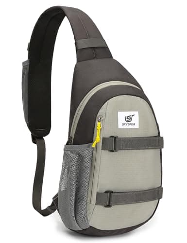 SKYSPER Sling Bag Anti-Theft RFID Crossbody Bag Travel Cross Body Backpack Shoulder Hiking Sling Daypack(Lightgray)