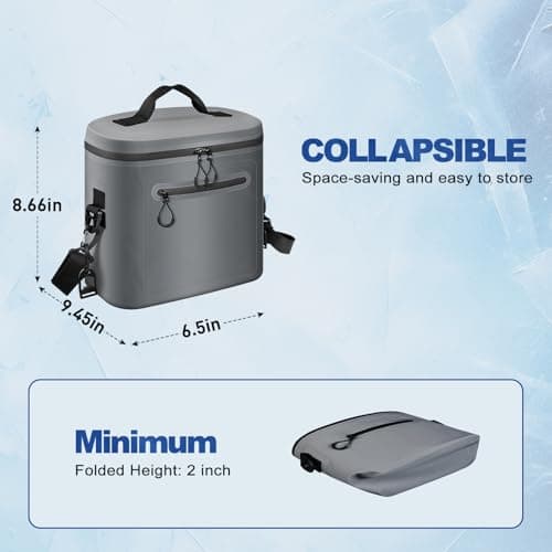 RANDUN Insulated Cooler Bag, 8/16/30 Can Collapsible for Lunch Coolers for Picnic, Beach, Work, Trip - Soft Ice Coolers Bags with Zipper Foldable Portable Stands Upright — view 5