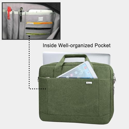 Voova Laptop Bag Case 17 17.3 Inch Computer Sleeve Messenger Bag, NavyGreen — view 4