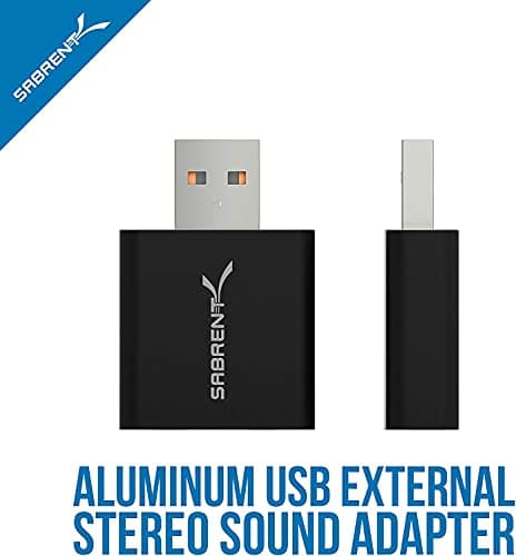 Sabrent Aluminum USB External Stereo Sound Adapter for Windows and Mac. Plug and play No drivers Needed [Black] (AU-EMCB) — view 2