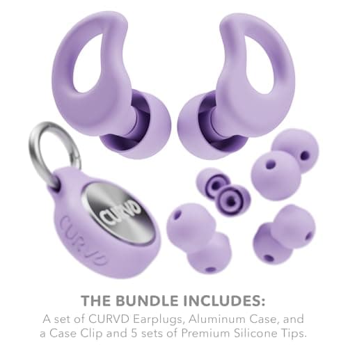 CURVD Everyday Earplugs + Case Clip Bundle, the perfect earplug for sleep, travel, noise sensitivity/canceling + Case Clip package portable waterproof container & silicone sleeve for Ear plugs(Purple) — view 4