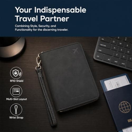 Passport Holder Travel Wallet, RFID Blocking PU Leather Passport Wallet — view 6