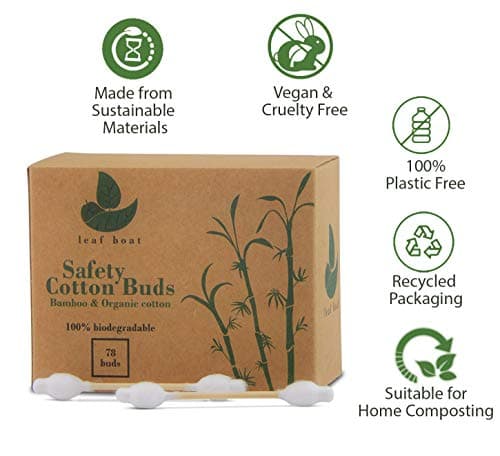 LEAF BOAT Cotton Buds 78 or 234 Pieces | Baby Safety Cotton Buds for Ears, Makeup Cleaning | GOTS Certified Biodegradable, Eco-Friendly Plastic Free | Vegan | Recycled Packaging | — view 2