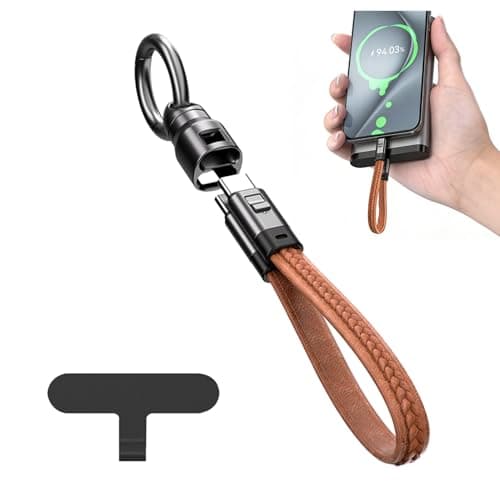 LICAEVEY 2 in 1 Multi Charger Cable, PD 240W Keychain Charging Cable, Fast Charger with Smart Chip and Braided Design, Portable Cord for Laptop Tablet Phone Travel Business (Brown)
