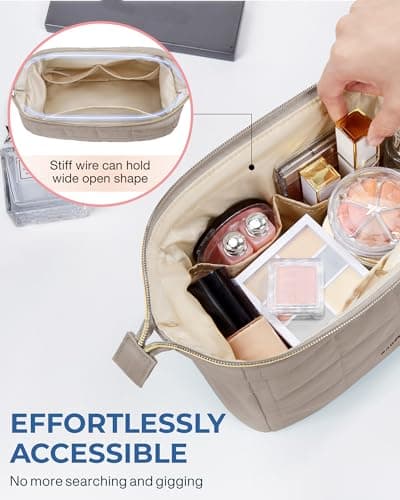 BAGSMART Small Travel Makeup Bag for Women, Wide Opening Cosmetics Bag — view 4