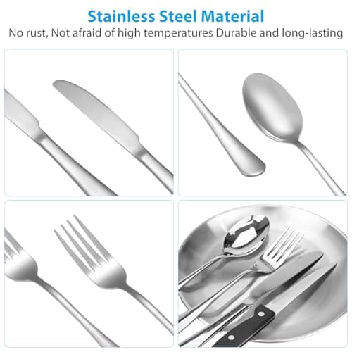 14 Pcs Camping Plate Set - Reusable Stainless Steel Cutlery Camping Cutlery Set with Plates Forks Spoons Corkscrew, Ideal for Road Trips, Picnics and Camping Adventures - Suitable for 2 People — view 4