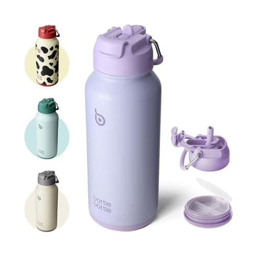 BOTTLE BOTTLE Insulated Water Bottle 950ml Stainless Steel with Straw and Pill Box