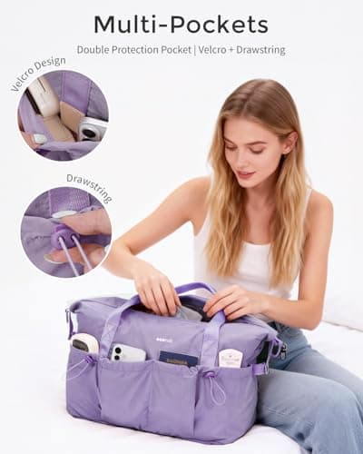 ECOHUB for Ryanair Cabin Bags 40x30x20, 24L Underseat Hand Luggage Bag, Recycled Lightweight Carry On Bag with Charge Hole, Water-Resistant Overnight Hospital Weekend Bag for Women, Lavender — view 4