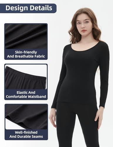 Vinconie Thermal Underwear Womens Bottom Thermal Underwear Set Ladies, 1 Pack Black, XS-S (6 8 10) — view 4