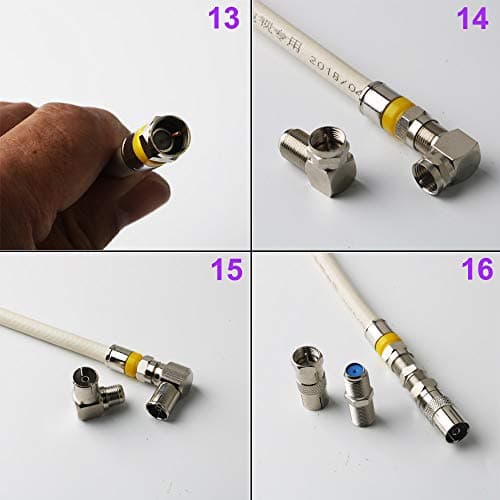 CESFONJER RG6 F-connector Kit, Coaxial cable adapter, f type coupler, F connector angle, Compression F-Type Plugs (Pack of 26 — view 6