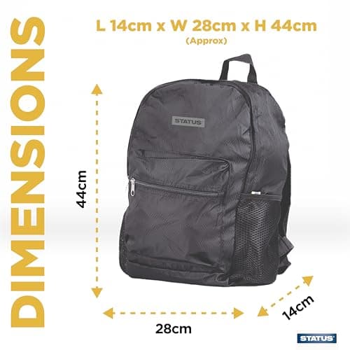 Status Foldable Travel Rucksack, Ultra Lightweight Packable Backpack for Outdoor Activities, Holidays & Day Trips, Black (STFRUCKSACK1PK6) — view 2
