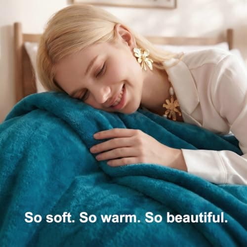 WAVVE Fleece Blanket Queen Size XL Teal 7ft x 8ft - Fluffy Soft Warm Versatile Large Throw Blanket for Bed/Sofa/Couch, 220x240 cm — view 3