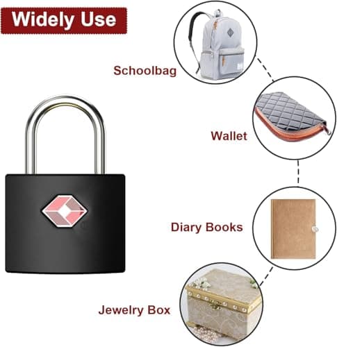 TSA Luggage Locks with Keys, [4 Packs][8 Keys] Diyife Key Travel Locks, Suitcase Padlock for Luggage, Keyed Luggage Locks Brass for Gym Lockers, Laptop Bags,Travel Suitcases etc — view 5