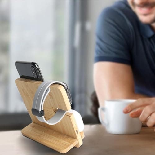 Wooden Wireless Charging Station Travel Phone Charger Stand — view 2