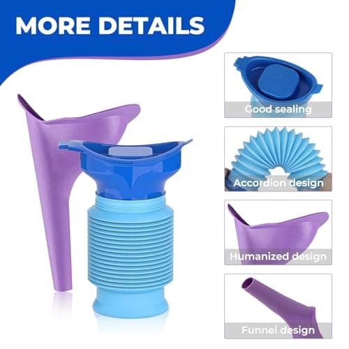Hsrag 2PCS Collapsible Urinal Bottles Set (Blue Collapsible + Purple Funnel) – Female Urinal & Travel Toilet, Portable Pee Bottle for Adults, Kids, Camping, Long-Driving & Emergency Use — view 3