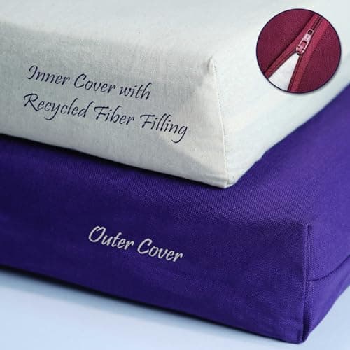 Yogan Head Cushion/Headpad (2") for Yoga/Pilates | Organic Cotton Outer Cover (Removable & Washable)| Inner Cover with Recycled Fiber Filling | 30x20x5 cm (Royal Purple) — view 3