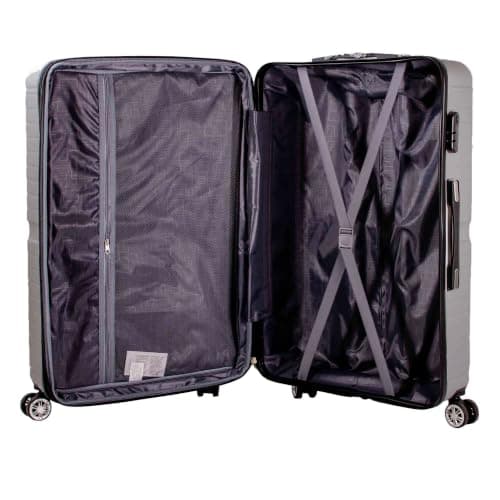 Set of 3 Pcs Luggage Hard Shell Suitcase, Silver — view 4