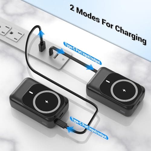 Magnetic Wireless Power Bank 26800mAh, PD 22.5W Type-C Fast Charging Portable Charger 5 Outputs, Battery Pack for Magsafe Built in Cables with Stand LED Display for iPhone Air 17/16/15/14/13/12-Black — view 3