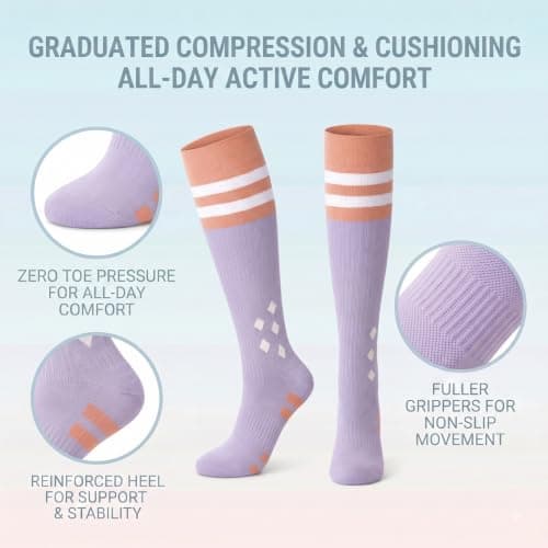 2Pair Cotton Compression Socks 15-20 mmhg, Cute Flight Stockings for Women, Travel Essentials for Flying, Nurses, Maternity and Running — view 4