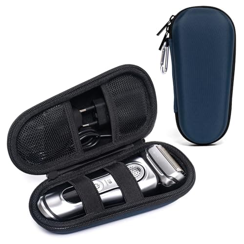 Travel Case for Braun Series 3/5/6/7/8/9 Electric Shaver, Hard EVA Storage Bag with Double Straps, Portable Protective Organizer for Men's Electric Shaver, Charger and Accessories, Light Blue