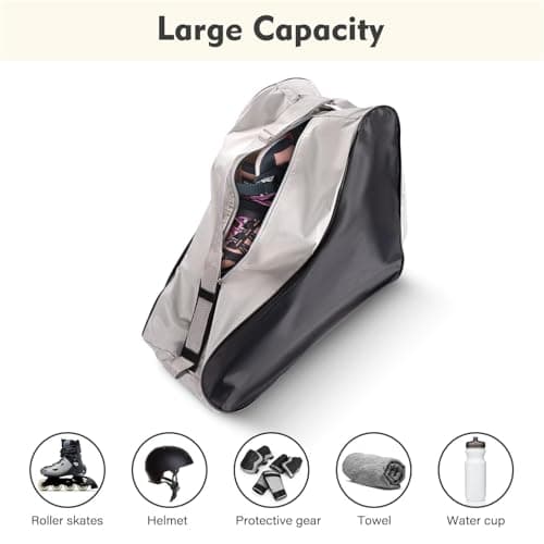YEENAIV Skating Shoes Carry Bags Roller Skate Bag, Oxford Ice Skates Storage Bag for Kids & Adults, Unisex Adults Ice & Skate Bag Ii Fabric and Beach with Adjustable Shoulder Strap (Grey) — view 4