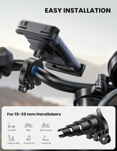 Lamicall Foldable Bike Phone Holder Bicycle - 【Quick Release Clamp】 Motorbike Phone Holder, Universal Motorcycle Handlebar Mount for iPhone 17 Pro Max 16 15 14 13, Samsung S25 Ultra, All Phones — view 3