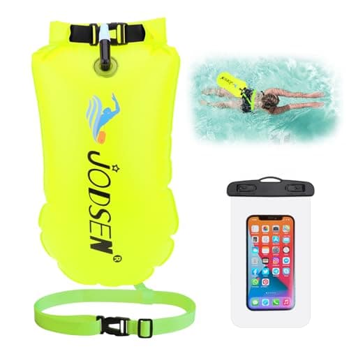 Jodsen Swim Buoy Tow Float Dry Bag,Wild Swimming Float and Waterproof Phone Case,Inflatable Watertight Dry Bag,for Open Water Swimming Sports Kayakers Triathletes Snorkelers,Swim Bubble Highly Visible