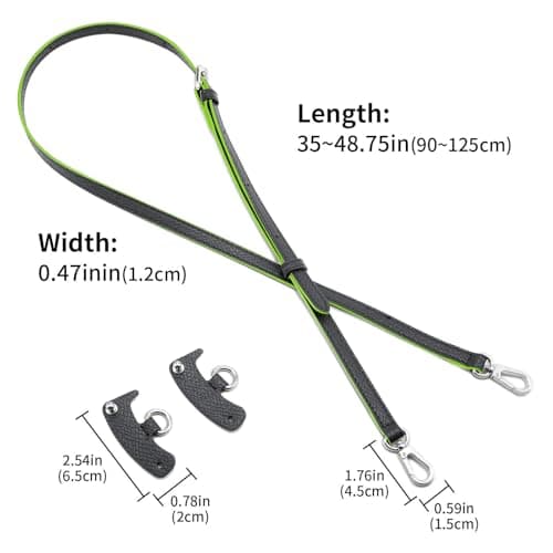 QIUTIMIY Leather Handbag Strap, Shoulder Bag Straps Replacement For Longchamp Purse Bags, Crossbody Adjustable Shoulder Strap(Graphite Gray-Sliver) — view 2