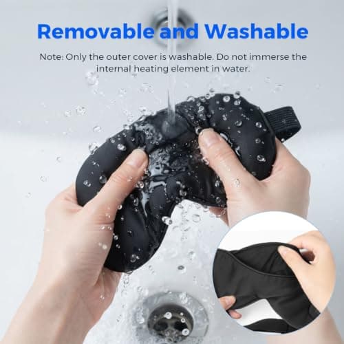 Heated Eye Mask for Sleeping: USB Cordless Warm Eye Compress for Dry Eyes - 4 Heat Levels Hot Eye Compress Improved Sleep with Washable Cover - Rechargeable Blackout Eye Sleep Mask for Sleeping Travel — view 6
